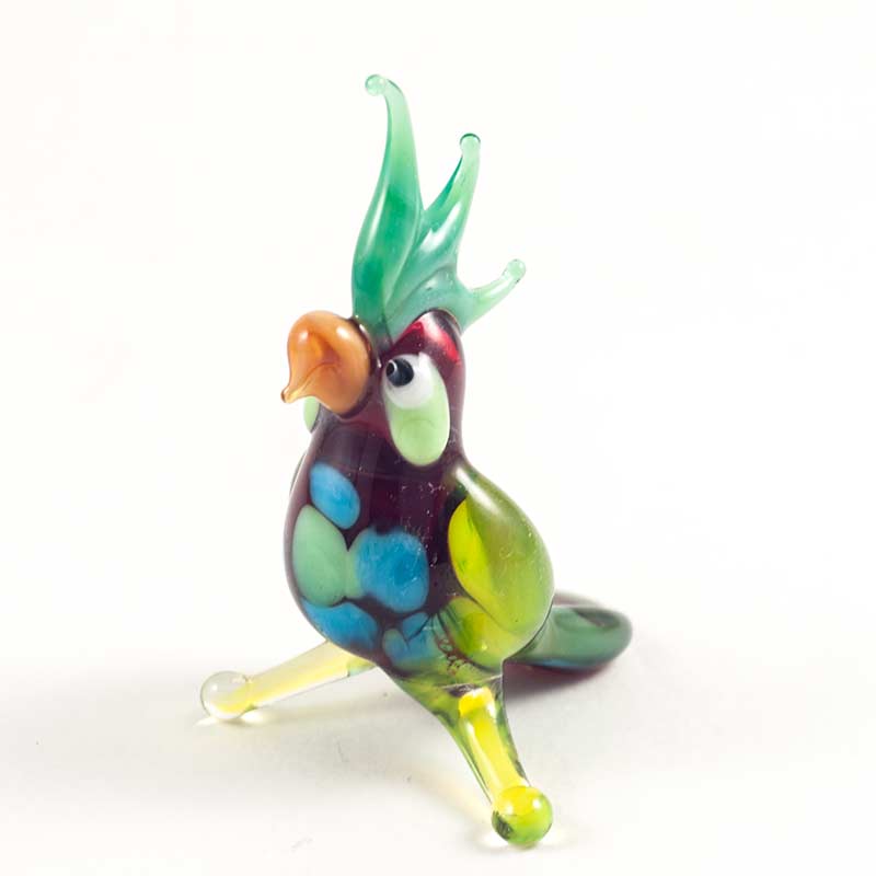 Попугайчик зеленый фигурка из стекла Птицы 