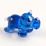 Бегемотик синий мини фигурка стеклянная Миниатюрные