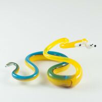 Стеклянная фигурка змея с мышью Рептилии