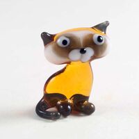 Кот бежевый фигурка из стекла мини высотой 1,5 см