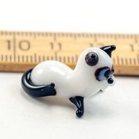 Кот белый фигурка из стекла мини