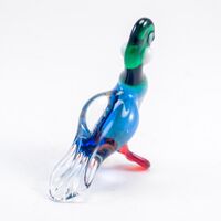 Утка зеленая стеклянная фигурка