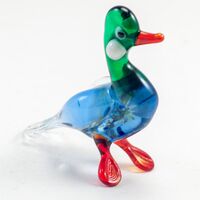 Утка зеленая стеклянная фигурка