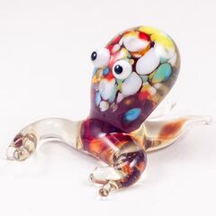 Фигурка из стекла Осьминог красный
