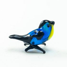 Cтеклянная фигурка птичка синичка мини высотой 2 см Миниатюрные