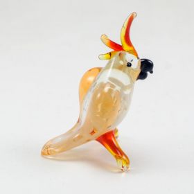 Попугай бежевый фигурка стеклянная Птицы 