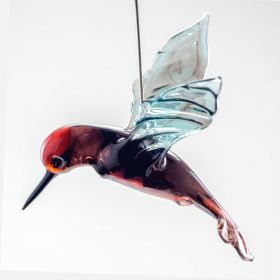 Дятел фигурка на подвесе из стекла Птицы 
