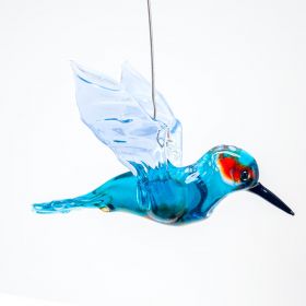 Зимородок фигурка на подвесе из стекла Птицы 