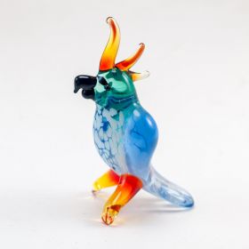 Попугай зеленый фигурка стеклянная высотой 5 см Птицы 