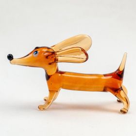 Такса коричневая фигурка из стекла Собаки