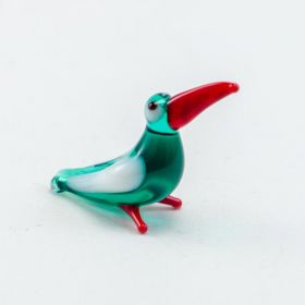 Тукан зеленый мини стеклянная фигурка Миниатюрные