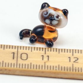 Кот бежевый фигурка из стекла мини высотой 1,5 см Миниатюрные