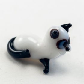 Кот белый фигурка из стекла мини Миниатюрные