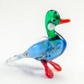 Утка зеленая стеклянная фигурка Птицы 
