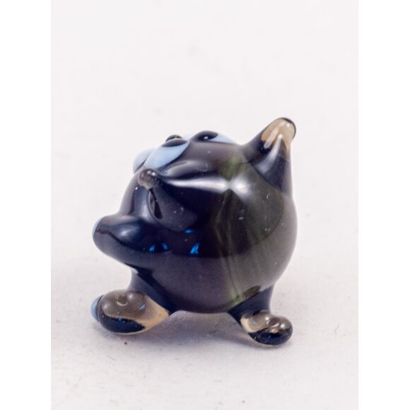 Кот черный круглый фигурка из стекла